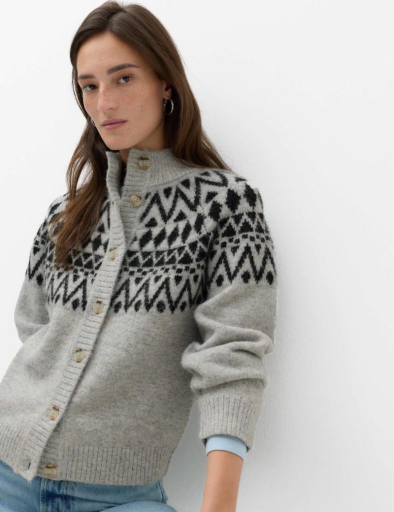 Fair Isle Funnel Neck Button Front Cardigan Christmas jumper from Marks & Spencer