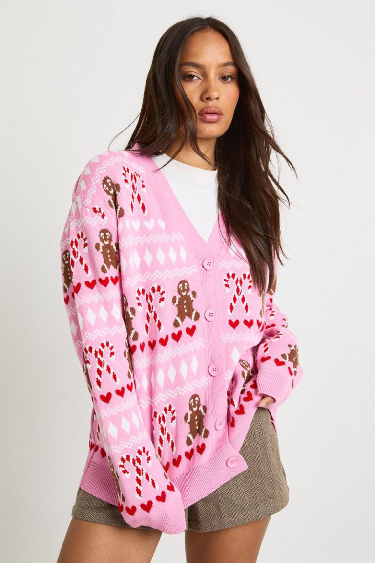 Fairisle Gingerbread Christmas Cardigan from Boohoo