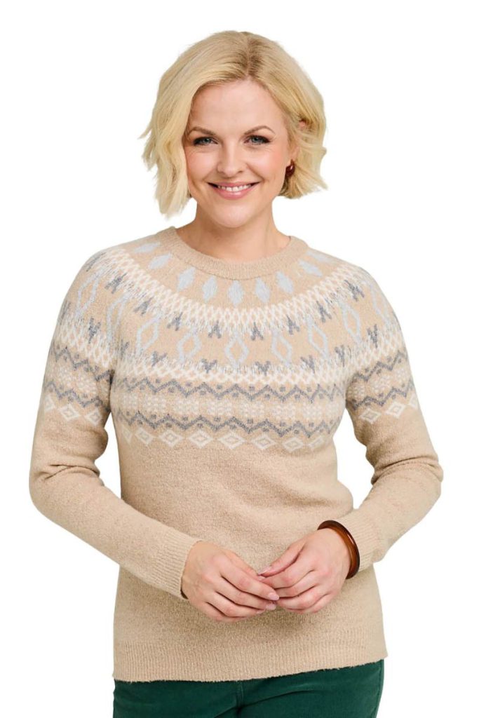 Fairisle Inspired Jumper, Soft Wool in Like Knitted Sweater with Crew Christmas jumper from Debenhams