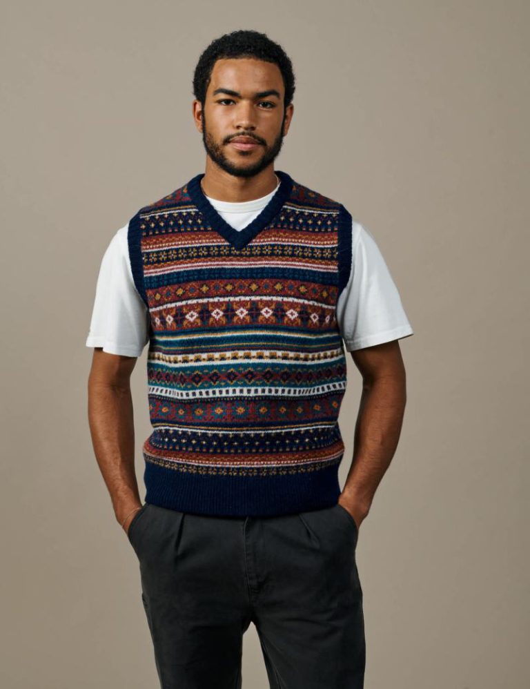Fairisle V Neck Knitted Tank Top with Wool Christmas jumper from Marks & Spencer