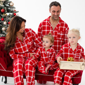 Family Xmas Personalised Embroidered Red Check Pyjamas from Not On The High Street