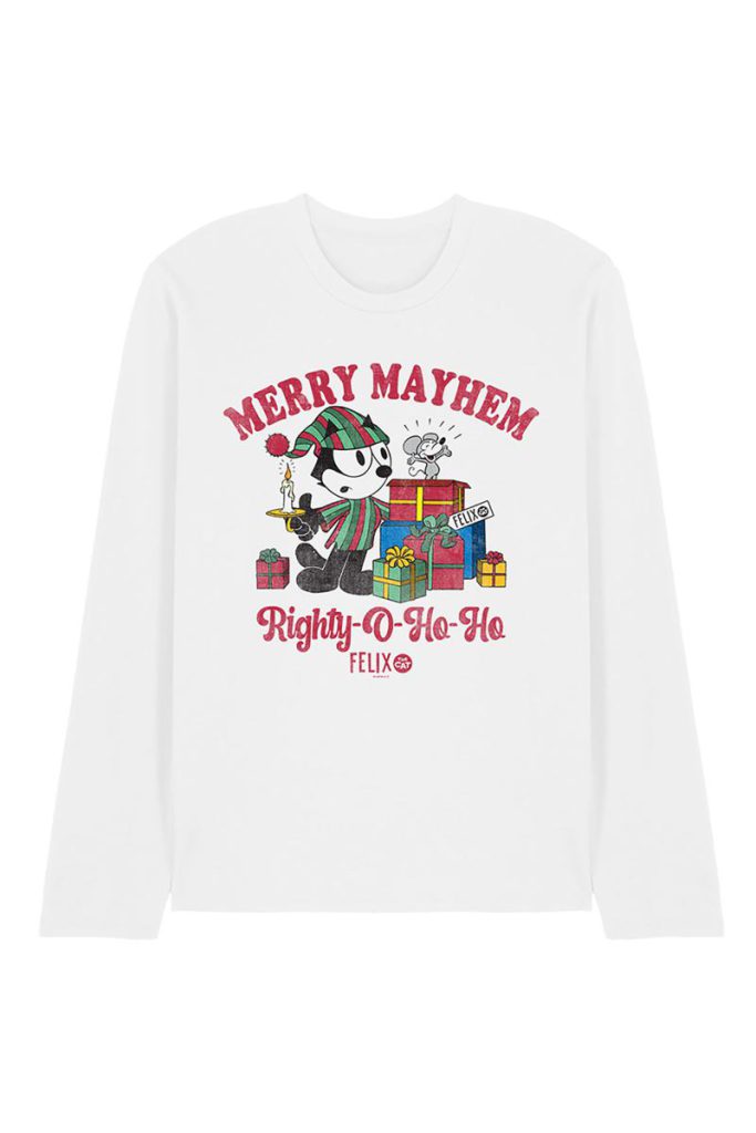 Felix Merry Christmas Long Sleeve T Shirt, White from Debenhams