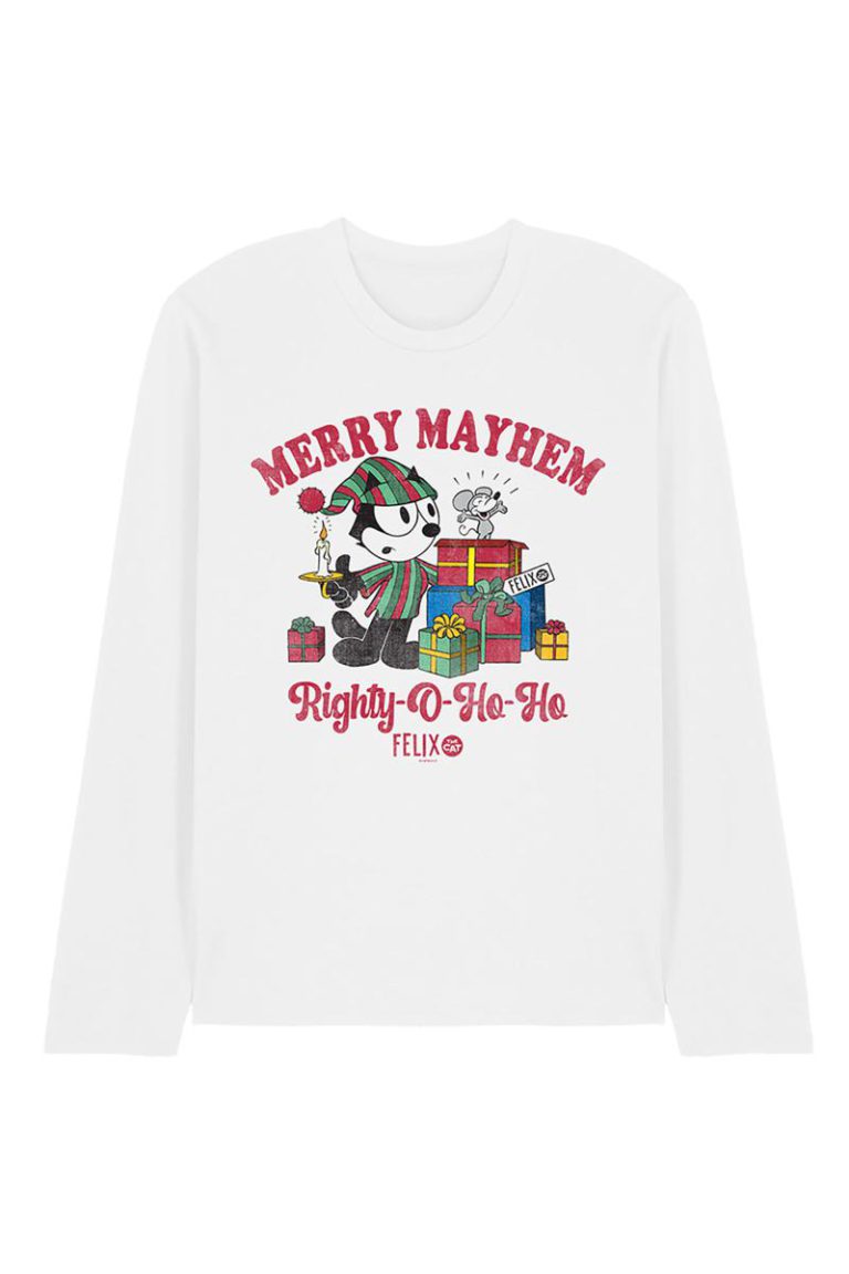 Felix Merry Christmas Long Sleeve T Shirt, White from Debenhams
