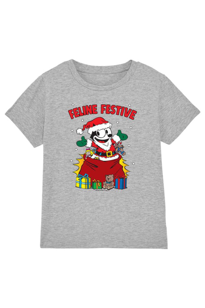Felix The Cat Feline Festive Kids T Shirt, Athletic Heather from Debenhams