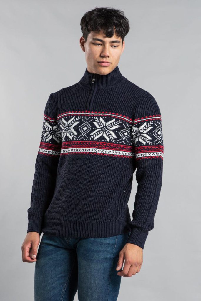 Festive 1/4 Zip Jacquard Knit Fairisle Jumper from Boohoo