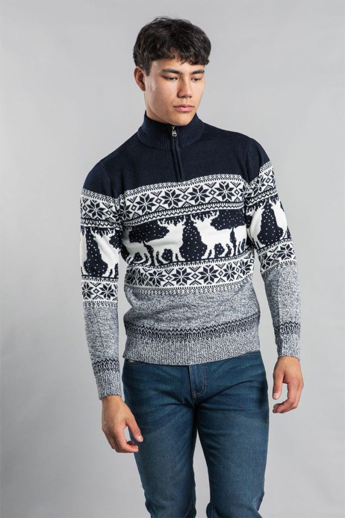 Festive Jacquard Twist Knit 1/4 Zip Jumper from Debenhams