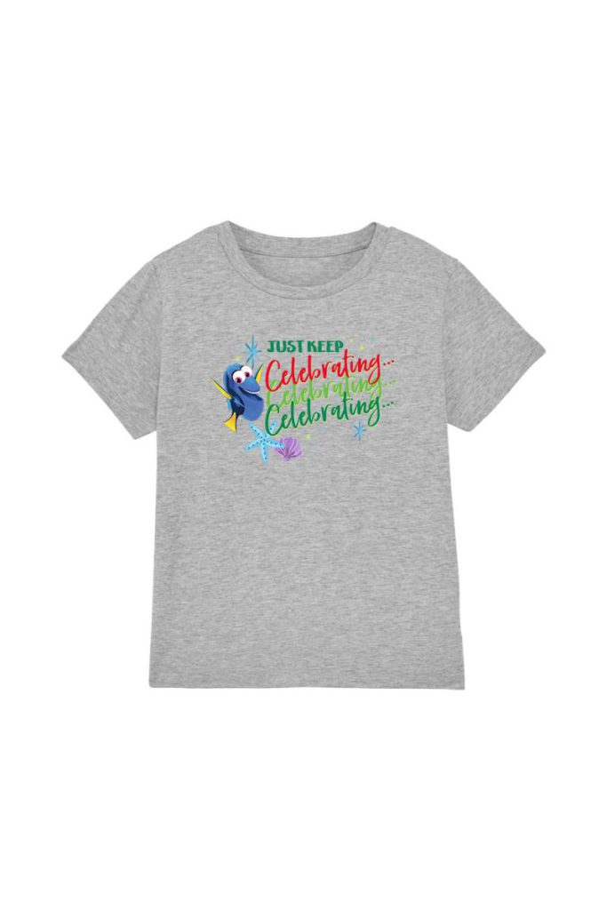Finding Nemo Just Keep Celebrating Christmas With Dory Kids T-Shirt Light Grey from Debenhams