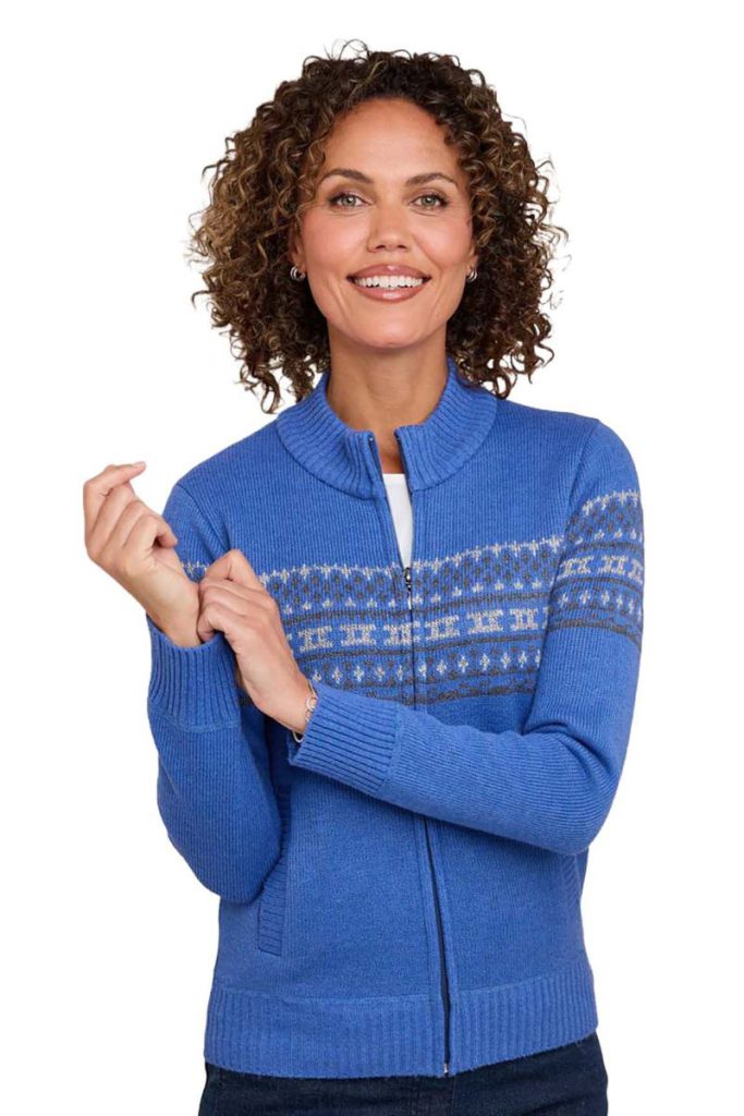 Fleece Lined Fairisle Inspired Zip Cardigan Christmas jumper from Debenhams