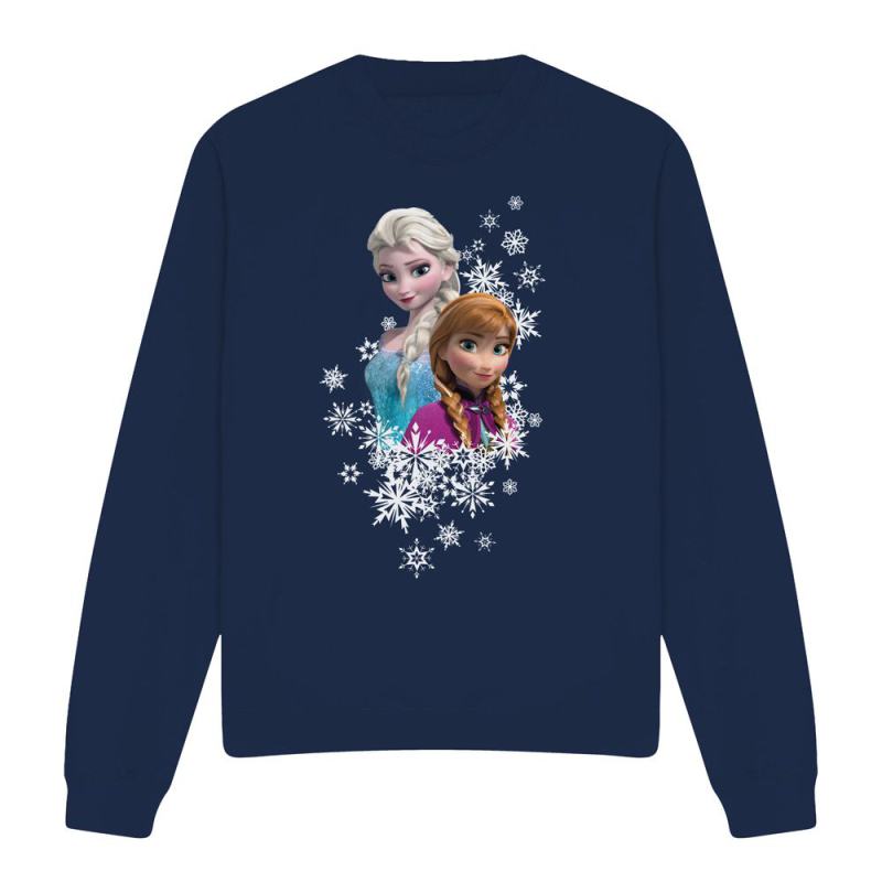 Frozen Elsa And Anna Snowflake Portrait Sweatshirt Navy Christmas jumper from Debenhams
