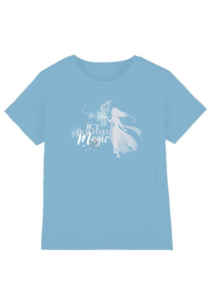 Frozen Icy Holiday Magic For Christmas With Elsa Kids T-Shirt Light Blue from Debenhams