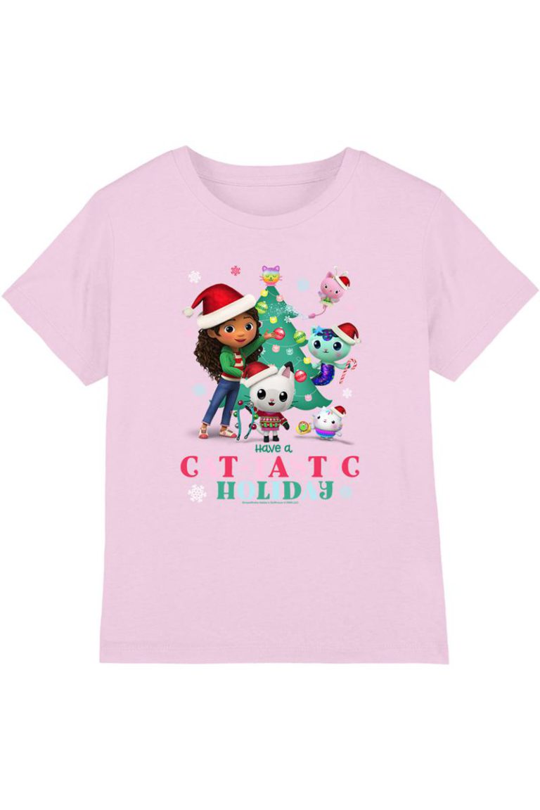 Gabby'S Dollhouse Cat in Tastic Christmas Kids T Shirt, Pink from Debenhams