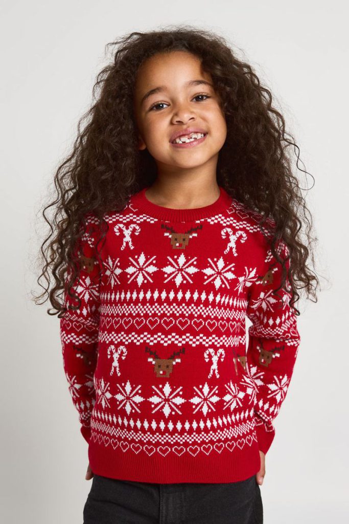 Girls Matching Reindeer Fairisle Mini Me Christmas Jumper from Boohoo