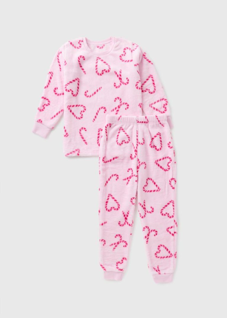 Girls Pink Christmas Candy Cane Pyjama Set (7-13yrs) Age 7 Years from Matalan