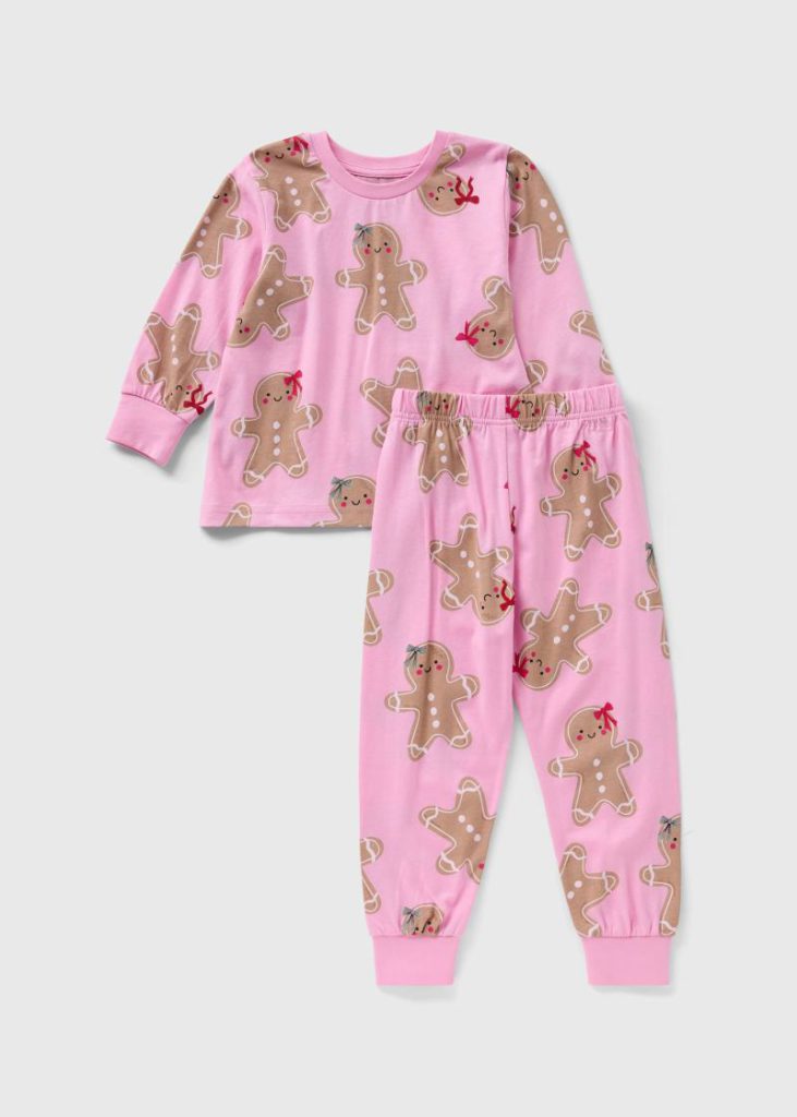 Girls Pink Gingerbread Christmas Pyjamas (1-13yrs) 1 half year to 2 from Matalan