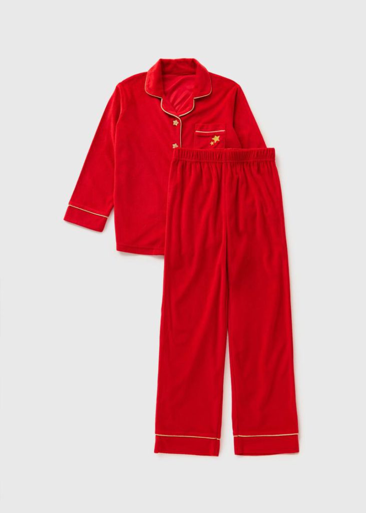 Girls Red Velour Christmas Button Up Pyjamas (7-13yrs) Age 7 Years from Matalan