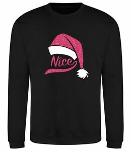 Glitter 'Nice' Santa Hat Christmas Jumper from Not On The High Street