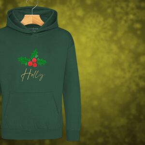 Glittery Holly Personalised Christmas Jumper Hoodie For Girls And Boys from Not On The High Street