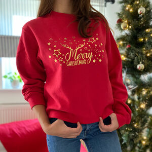 Gold Foil Merry Christmas Jumper Reindeer Antlers from Not On The High Street