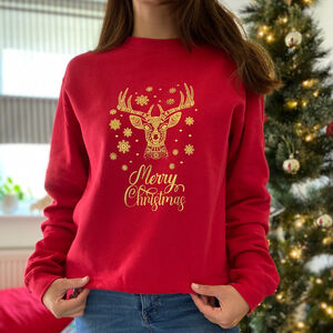 Gold Foil Reindeer Christmas Sweatshirt, Xmas Jumper from Not On The High Street