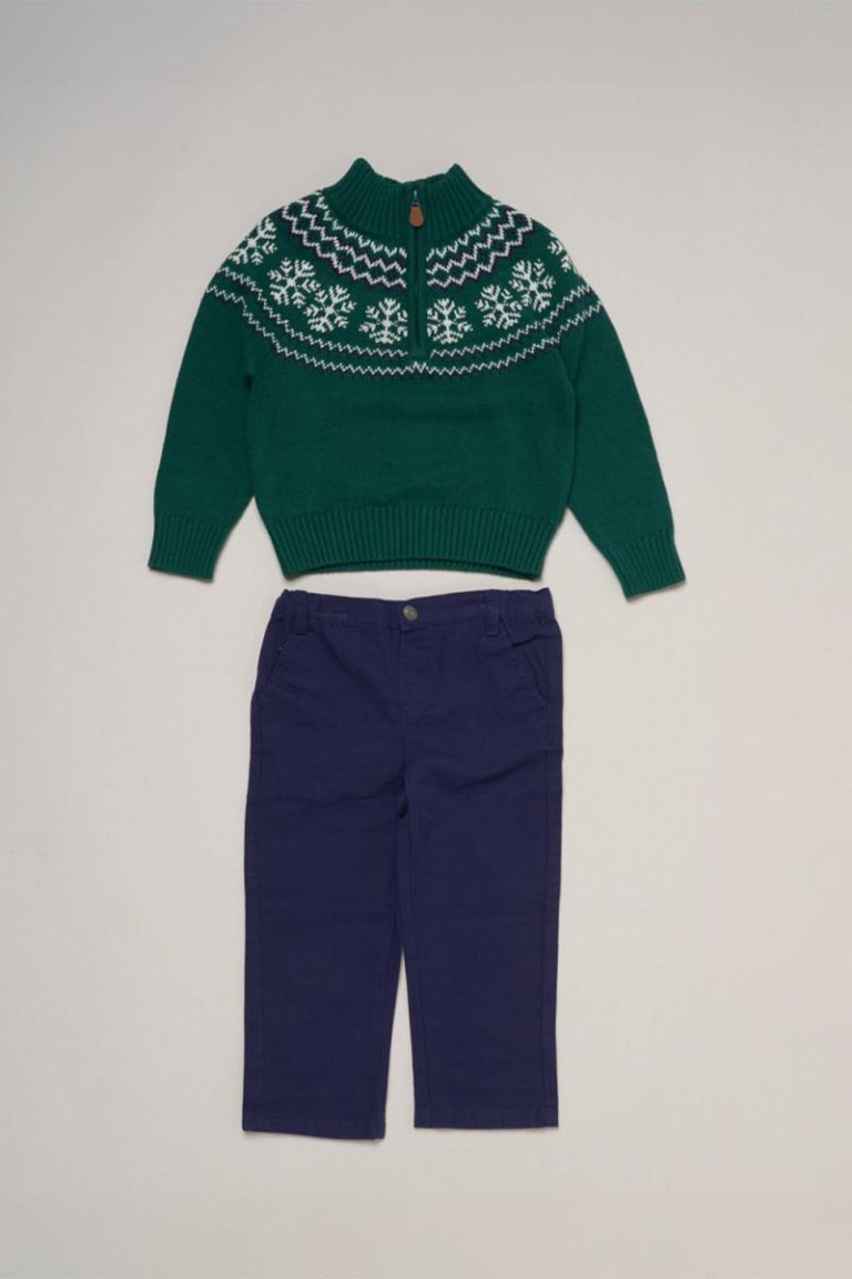 Half Zip True Knit Fair isle Jumper with Twill Trousers Christmas jumper from Debenhams