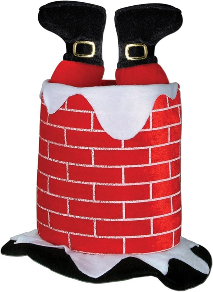 Hat Novelty Plush Christmas Santa Stuck in Chimney Hat Costume Christmas Fancy Dress Party Xmas Office Fun from Debenhams
