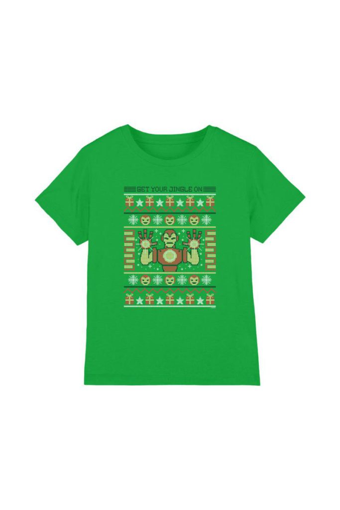Iron Man Christmas Sweater Kids T-Shirt Dark Green from Debenhams