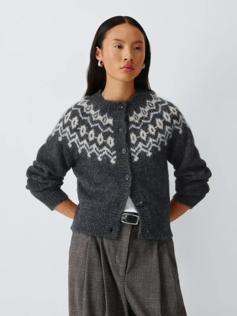 John Lewis Alpaca Blend Crew Neck Cardigan, Fairisle Christmas jumper from John Lewis