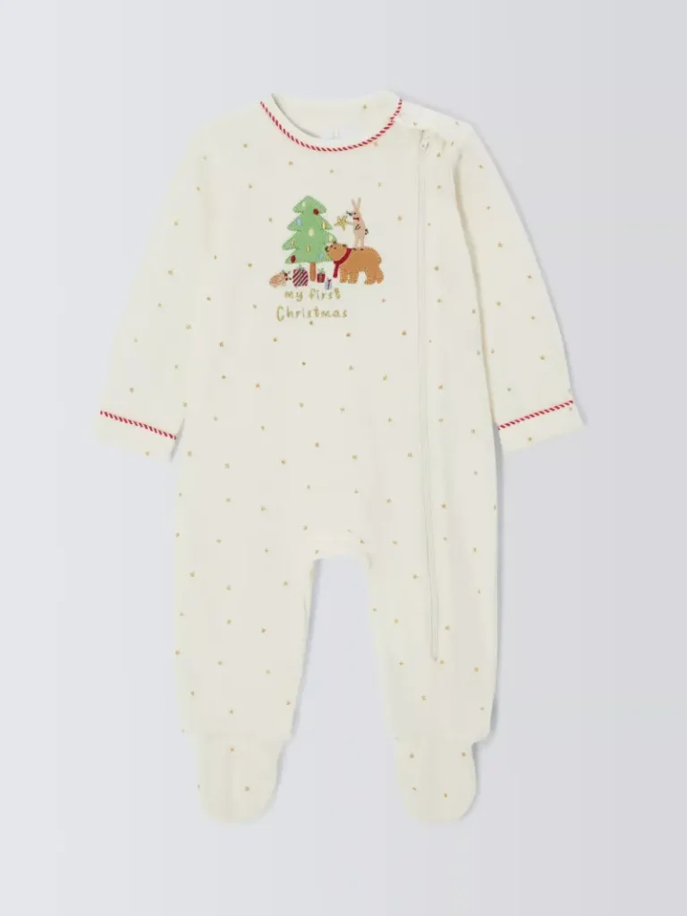 John Lewis Baby My First Christmas Sleepsuit, Ivory from John Lewis