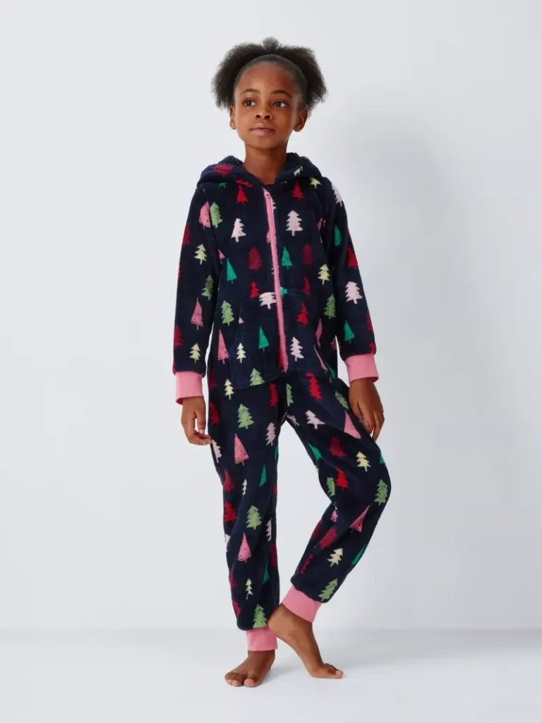 John Lewis Kids' Christmas Tree Onesie, Blue from John Lewis