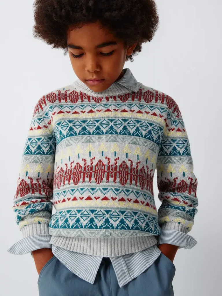 John Lewis Kids' Fair Isle Jumper, Blue/Multi Christmas jumper from John Lewis