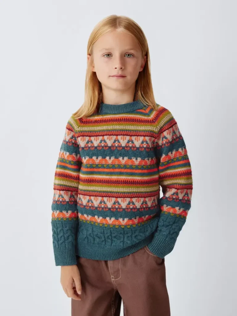 John Lewis Kids' Fair Isle Jumper, Bright Multi Christmas jumper from John Lewis