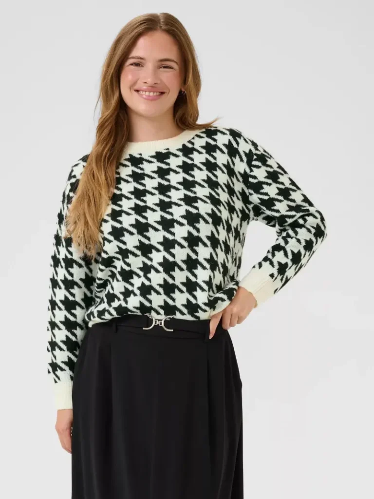 KAFFE Carol Dogtooth Jumper, White/Multi Christmas jumper from John Lewis