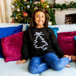 Kids Christmas Tree Personalised Sweatshirt Black from Not On The High Street