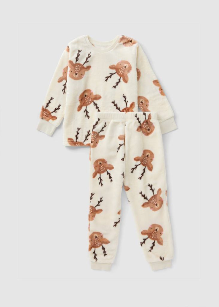 Kids Cream Reindeer Christmas Pyjama Set (1-7yrs) 1 half year to 2 from Matalan