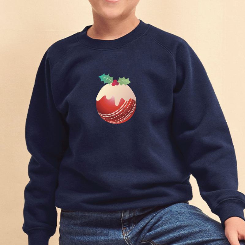 Kids Cricket Christmas Pudding Jumper from Debenhams