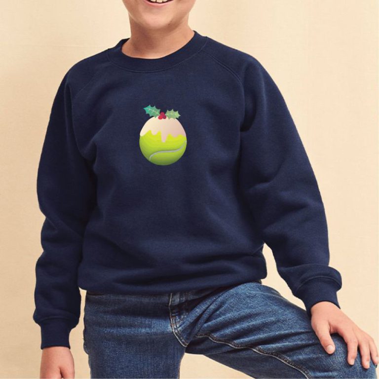 Kids Tennis Christmas Pudding Jumper from Debenhams