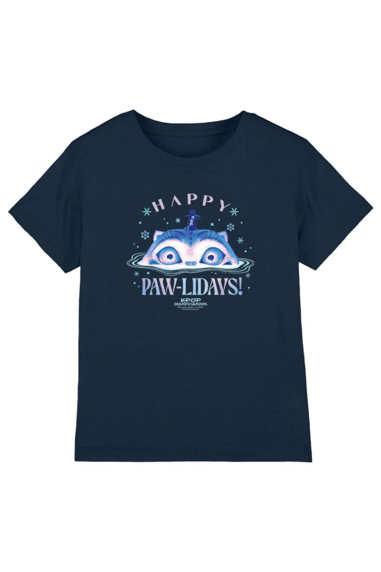KPop Demon Hunters Christmas Derpy Happy Pawlidays Kids T Shirt, Navy from Debenhams