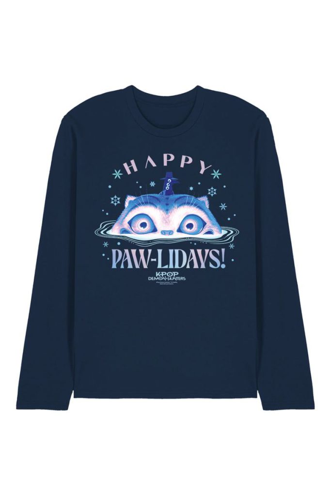 KPop Demon Hunters Christmas Derpy Happy Pawlidays Long Sleeve T Shirt from Debenhams