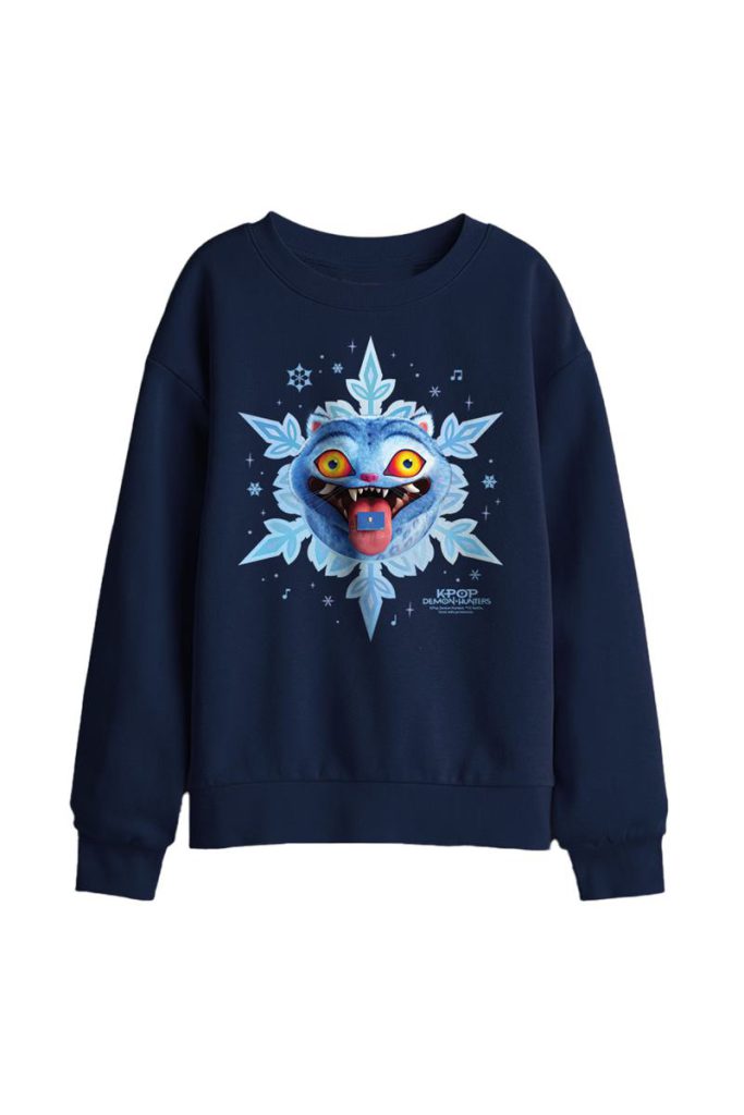 KPop Demon Hunters Christmas Derpy Snowflake Kids Sweatshirt, Navy from Debenhams