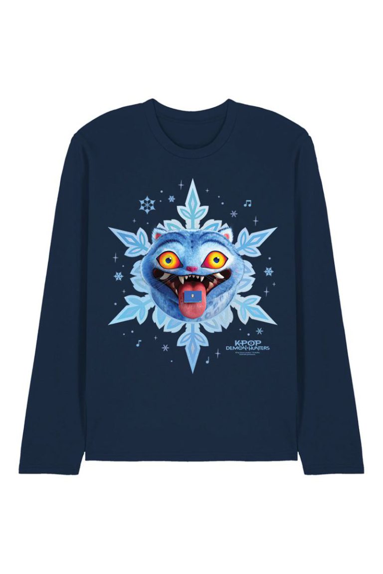 KPop Demon Hunters Christmas Derpy Snowflake Long Sleeve T Shirt, Navy from Debenhams
