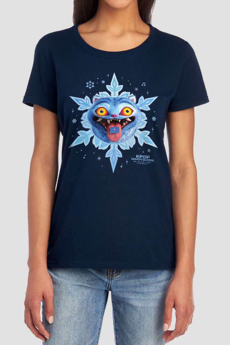 KPop Demon Hunters Christmas Derpy Snowflake T Shirt, Navy from Debenhams