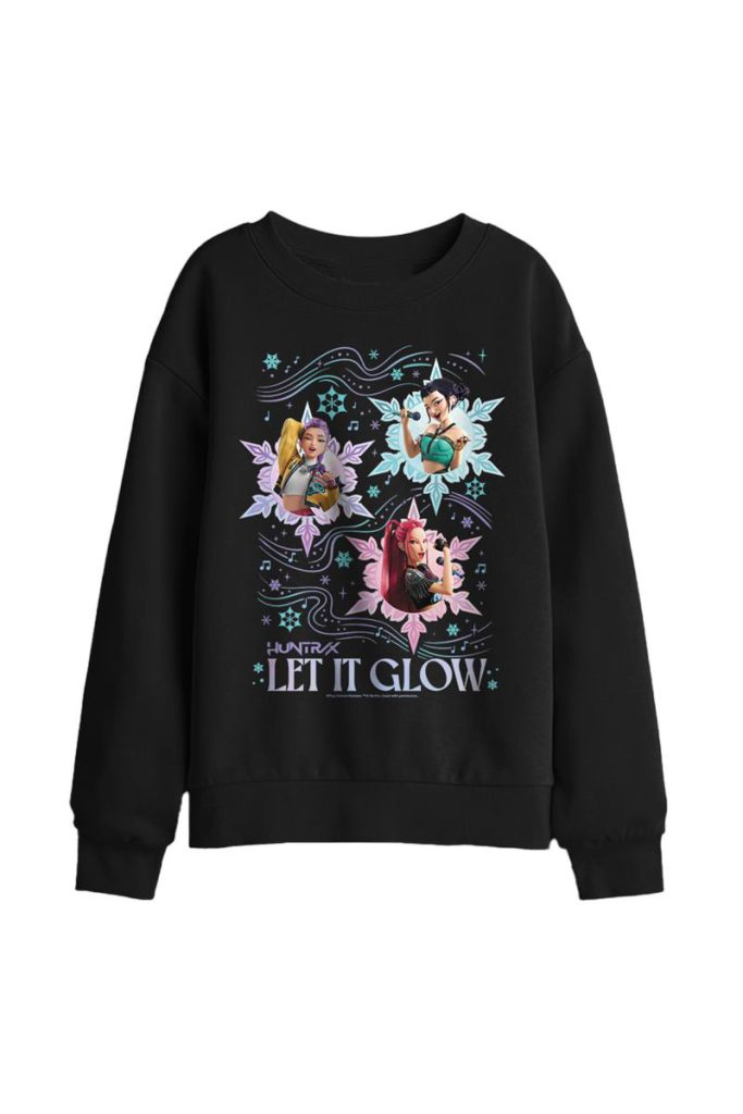 KPop Demon Hunters Christmas Huntrix Let It Glow Kids Sweatshirt, Blac from Debenhams