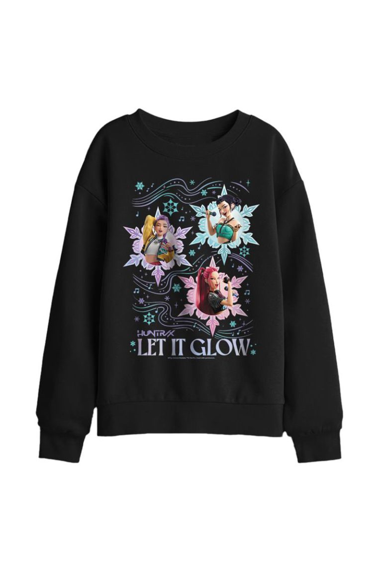 KPop Demon Hunters Christmas Huntrix Let It Glow Kids Sweatshirt, Blac from Debenhams