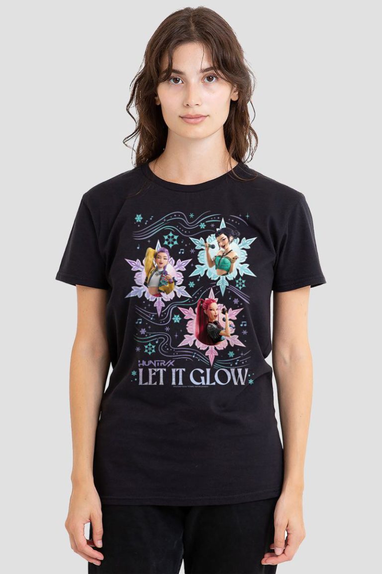 KPop Demon Hunters Christmas Huntrix Let It Glow T Shirt, Black from Debenhams