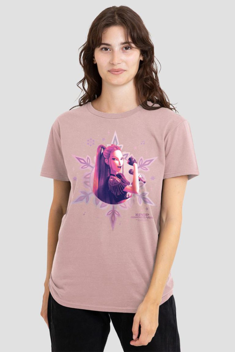 KPop Demon Hunters Christmas Mira Snowflake T Shirt, Pink from Debenhams