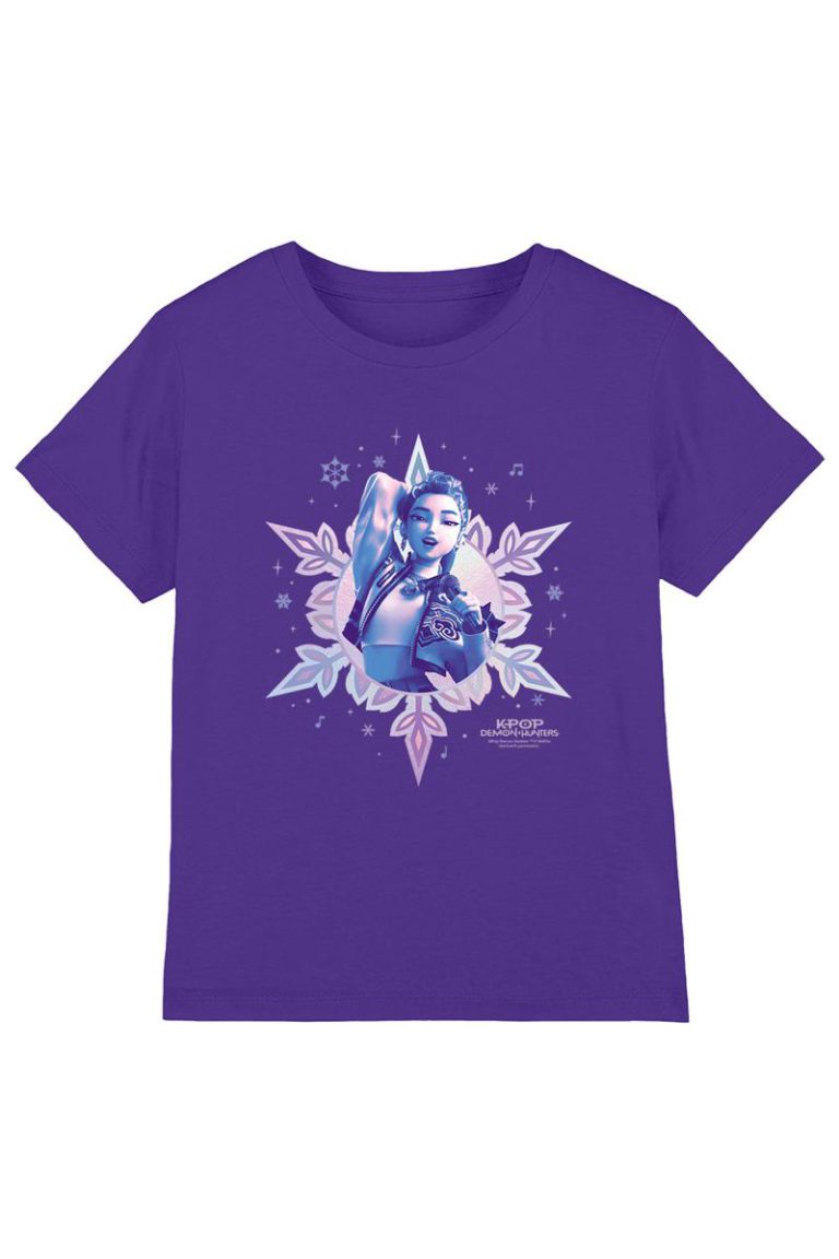 KPop Demon Hunters Christmas Rumi Snowflake Kids T Shirt, Purple from Debenhams
