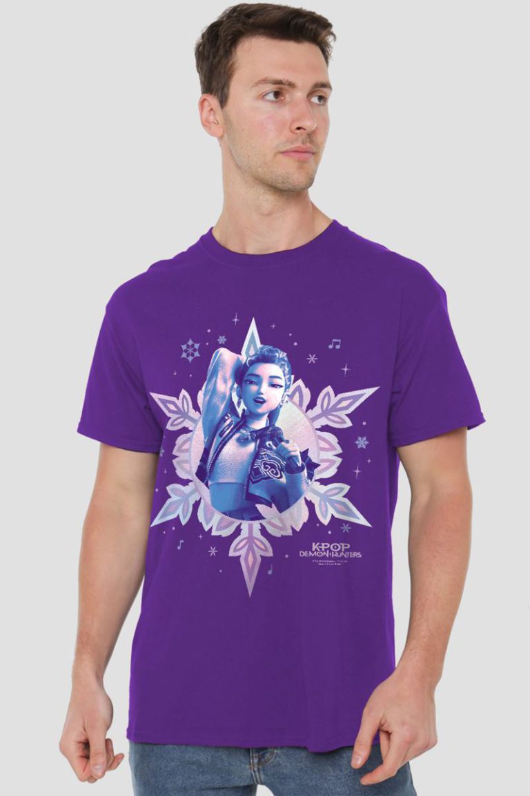 KPop Demon Hunters Christmas Rumi Snowflake T Shirt, Purple from Debenhams