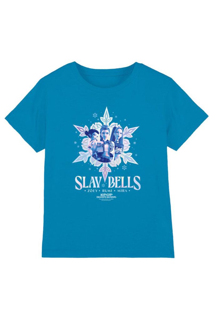 KPop Demon Hunters Christmas Slay Bells Huntrix Kids T Shirt, Turquois from Debenhams