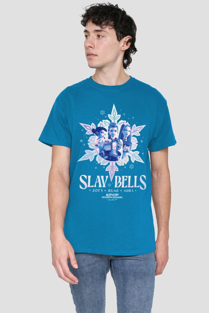 KPop Demon Hunters Christmas Slay Bells Huntrix T Shirt, Turquoise from Debenhams