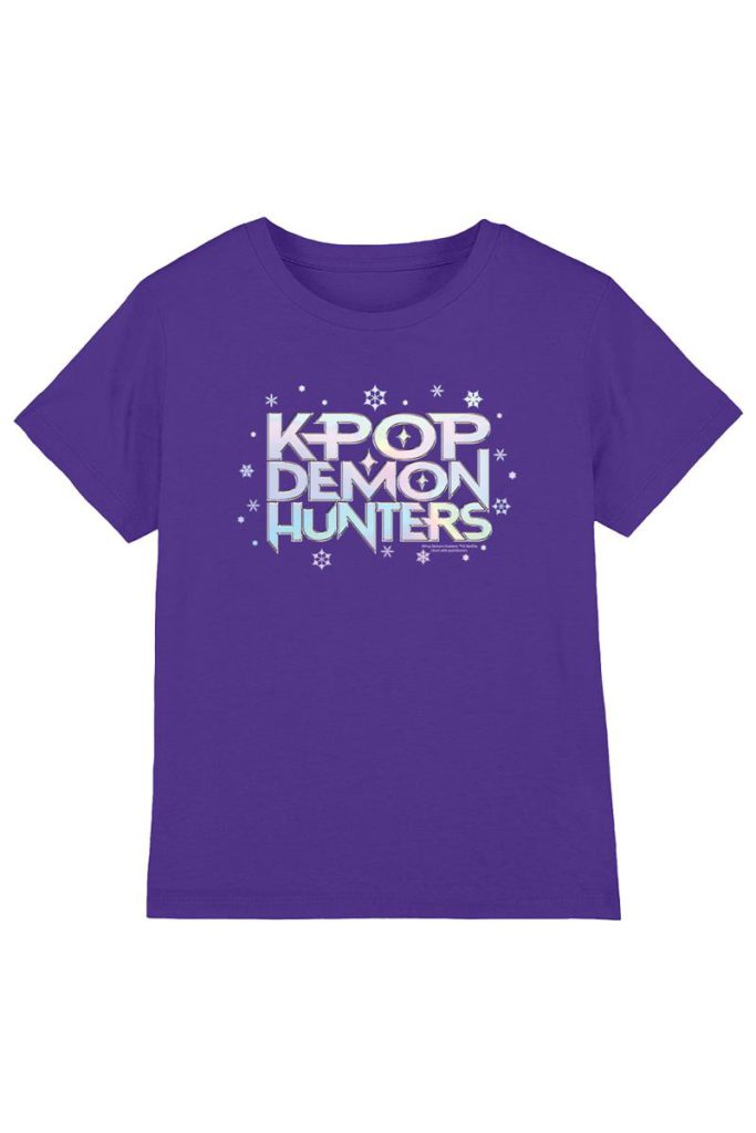 KPop Demon Hunters Christmas Snowflake Logo Kids T Shirt, Purple from Debenhams